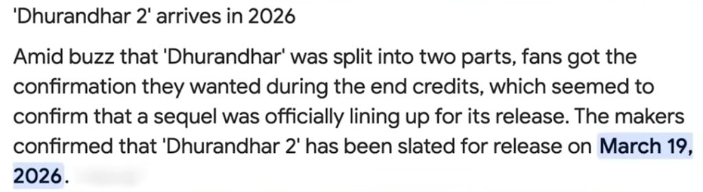 Dhurandhar 2 confirmation date